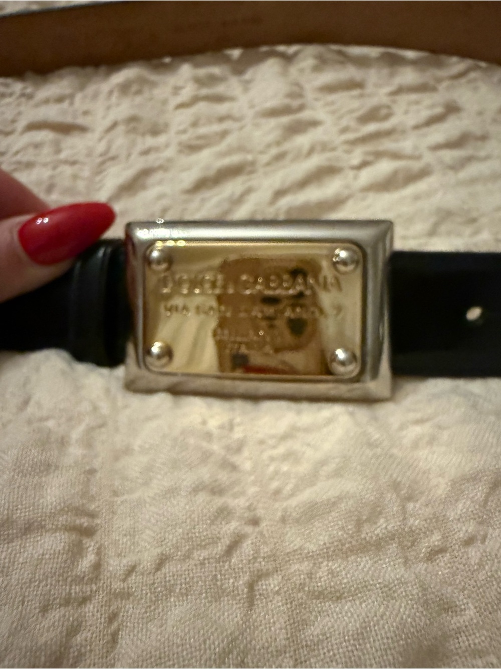 Dolce & Gabbana Black Leather Belt with Gold Plate